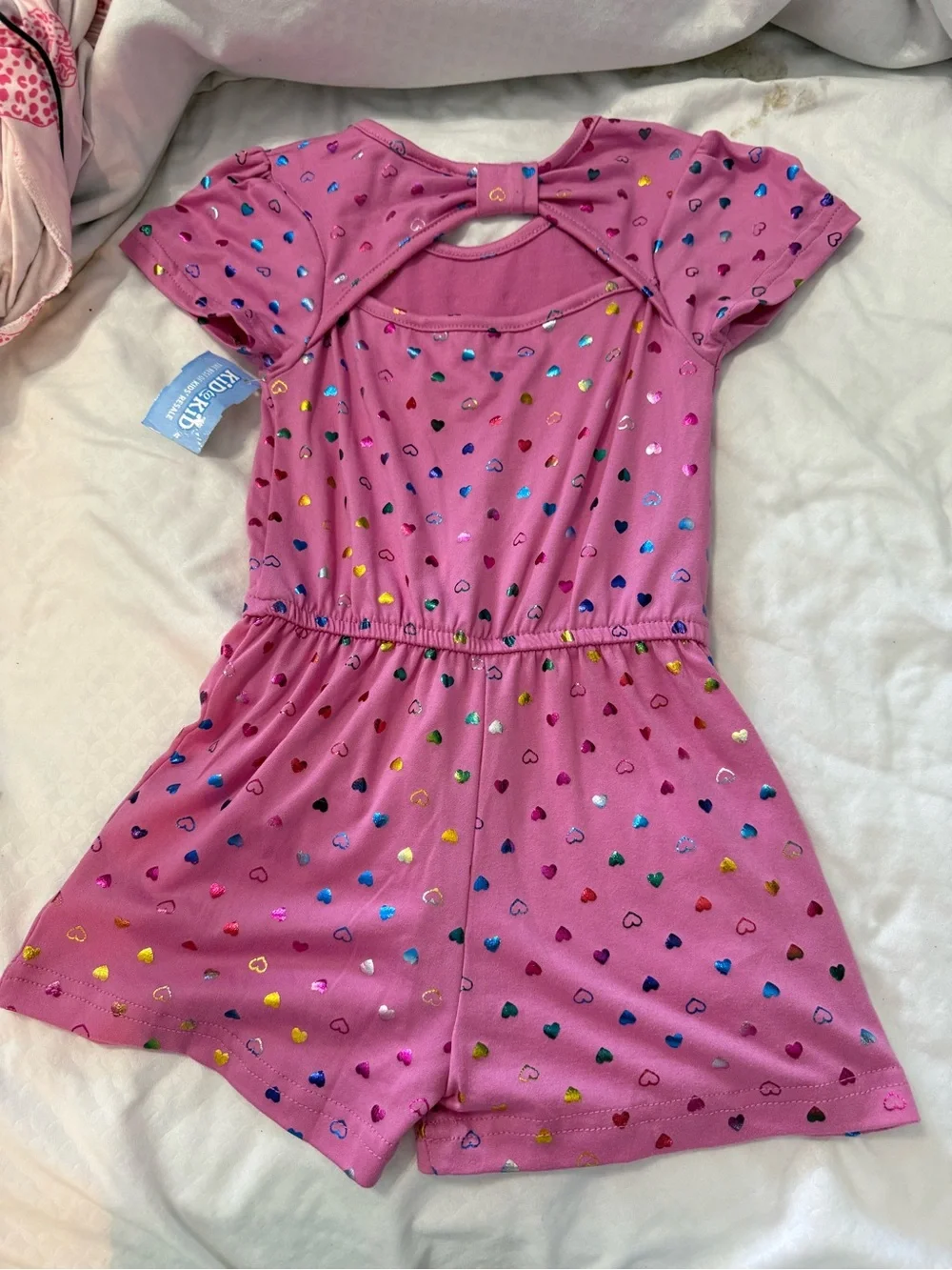 Carter's Pink Heart-Print Short Sleeve Romper